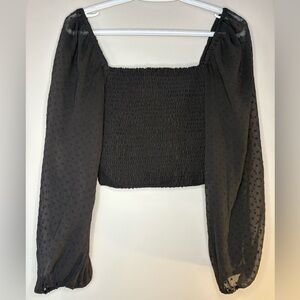 Elegant Black Smocked Women's Top